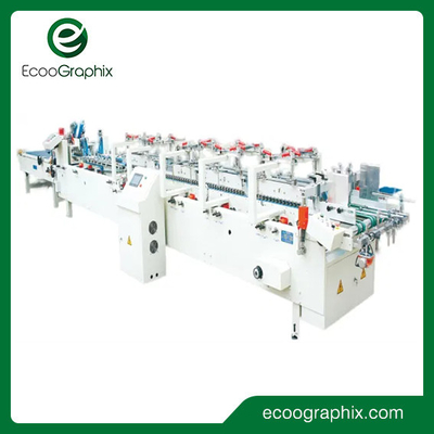 প্যাকেজিং জন্য Ecoographix স্বয়ংক্রিয় শক্ত কাগজ ভাঁজ Gluing মেশিন
